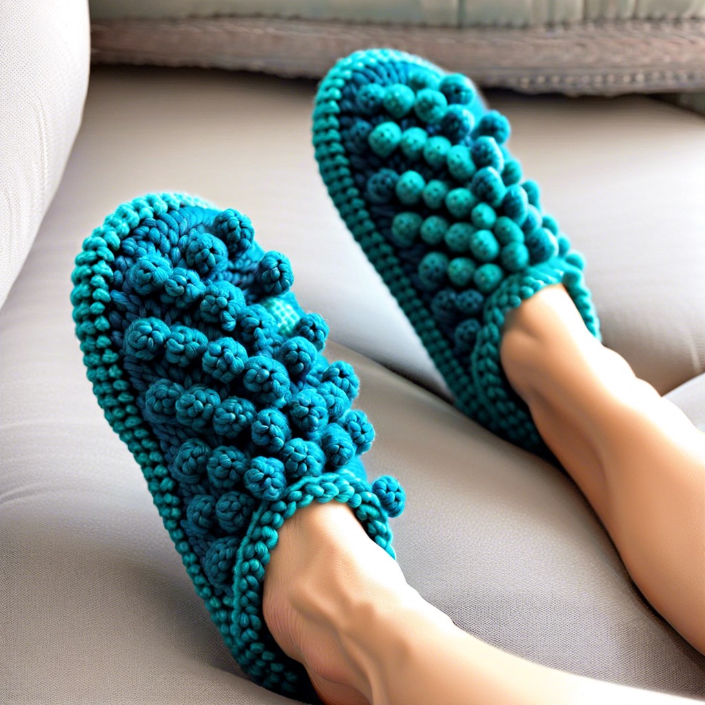 crochet slippers with bobble designs