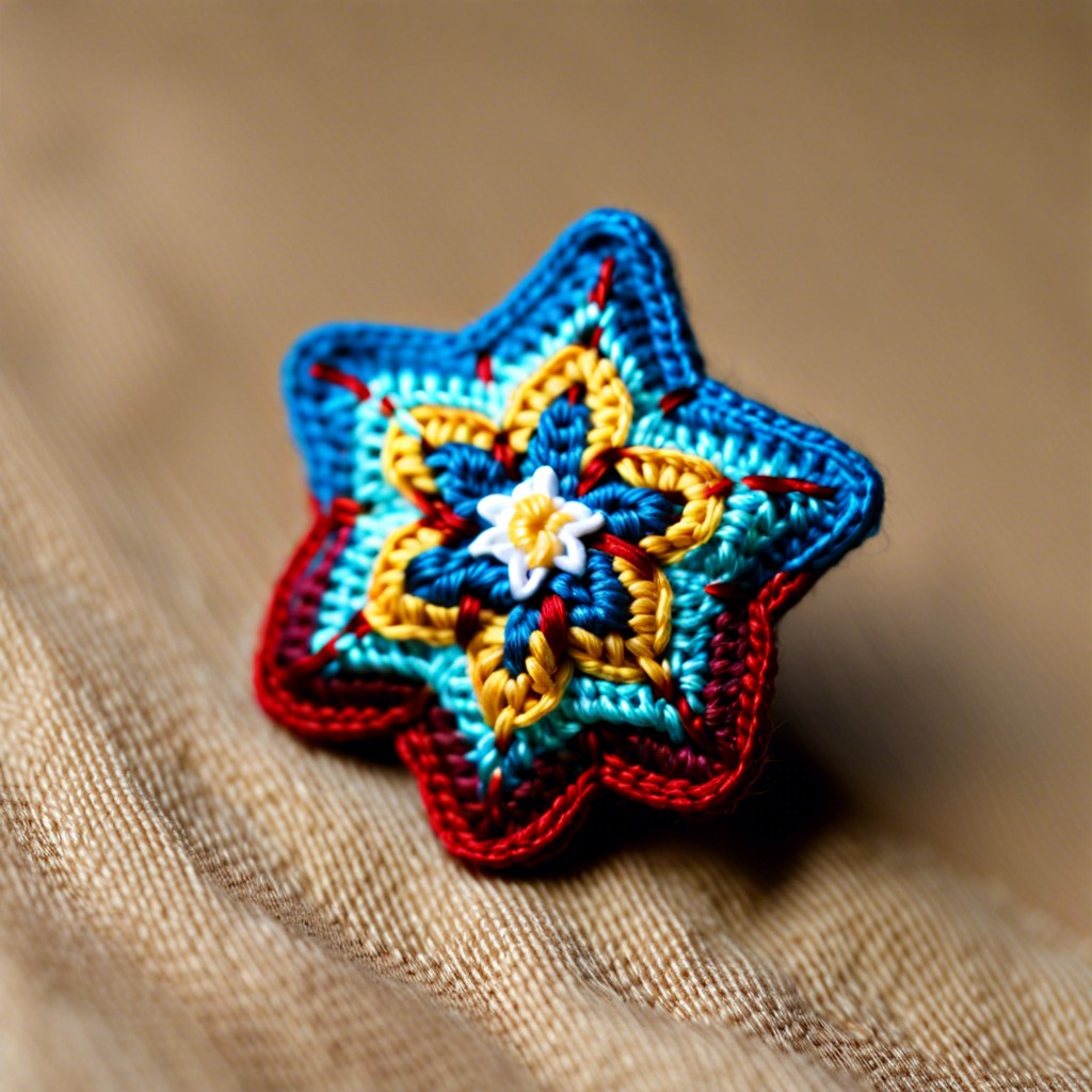 crochet star lapel pin design