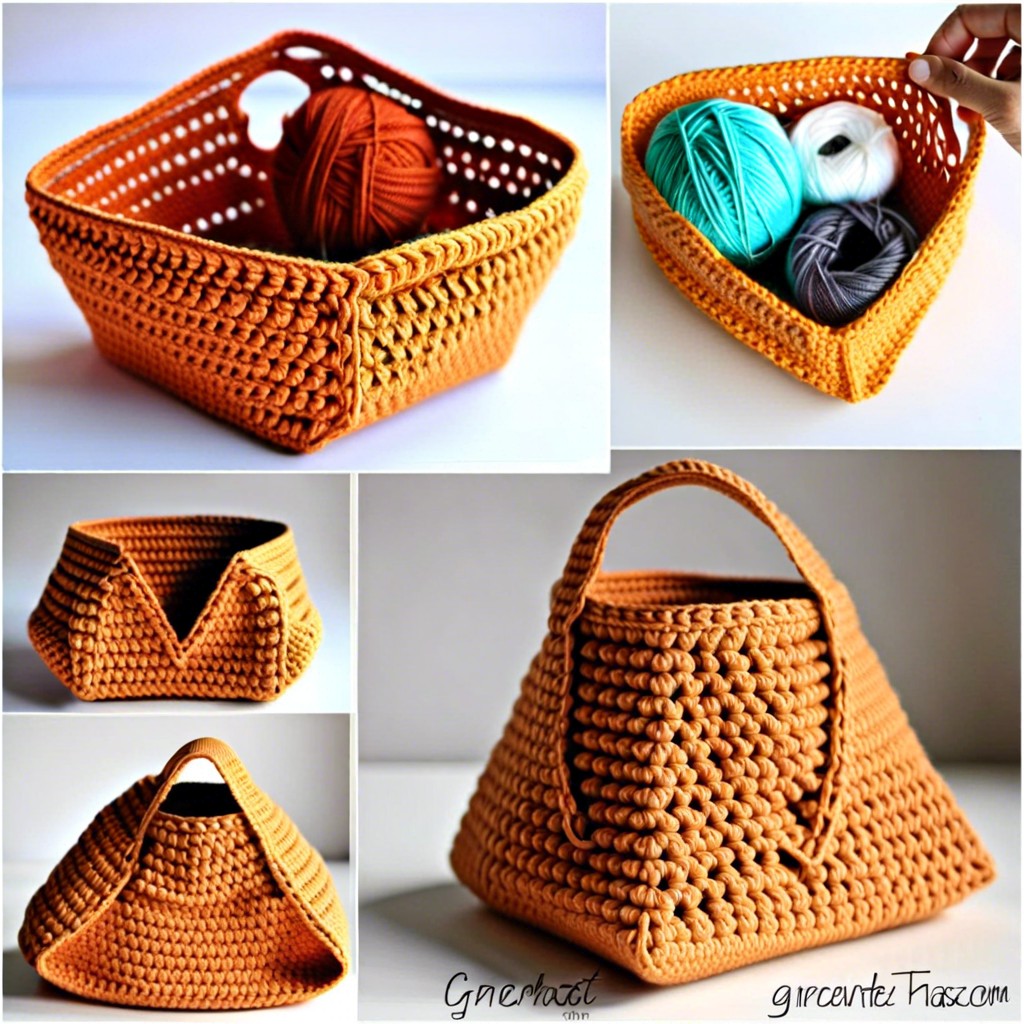crochet triangle basket for stylish storage