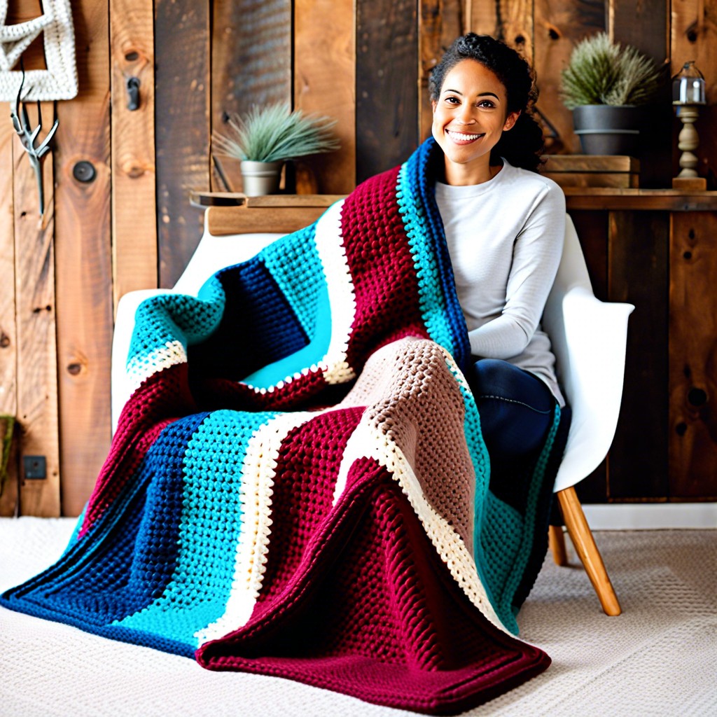 crochet triangular lap blanket for winter