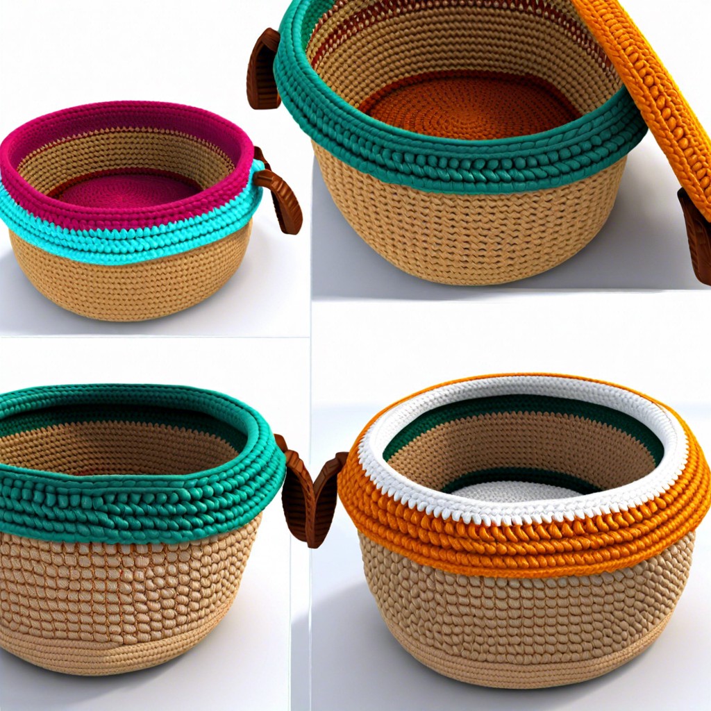 crocheted baskets with reinforced bottoms