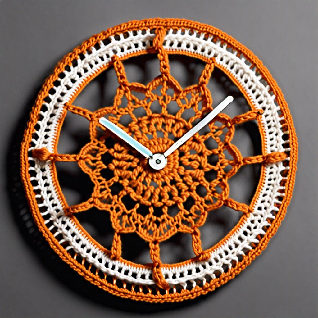 crocheted clocks