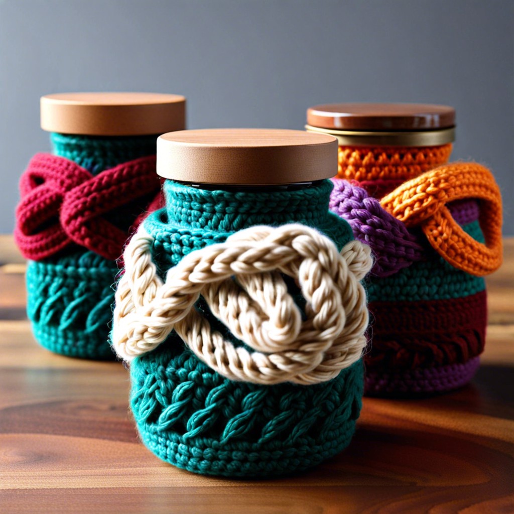 decorative jar cozies featuring magic knots