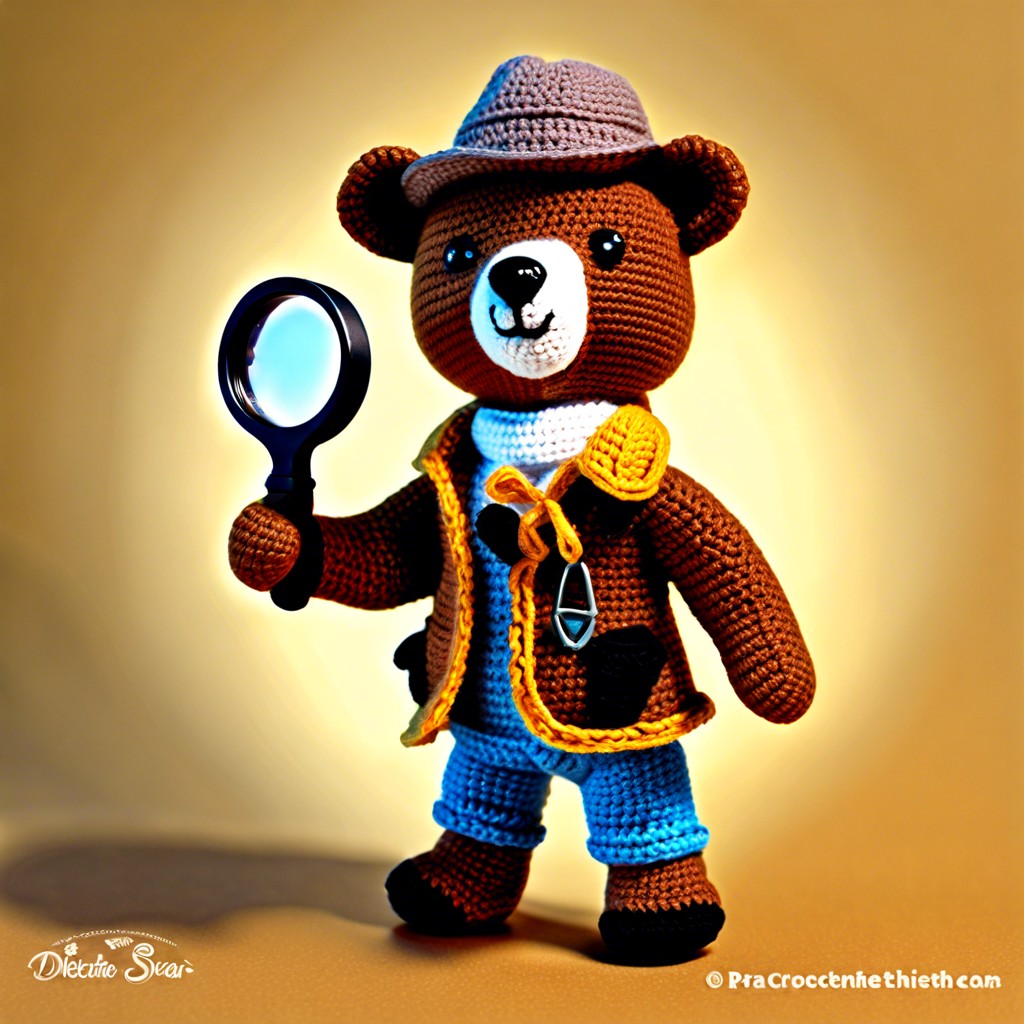 detective bear with magnifying glass