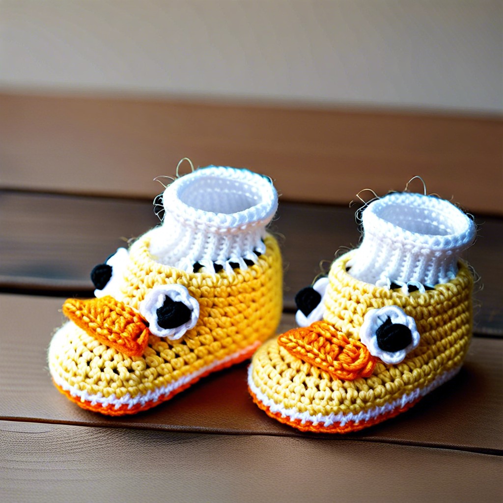 duck themed baby booties