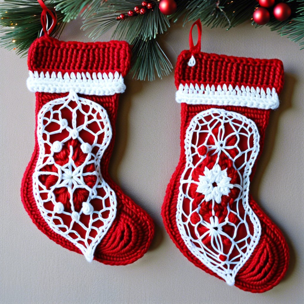 festive ornaments on stockings