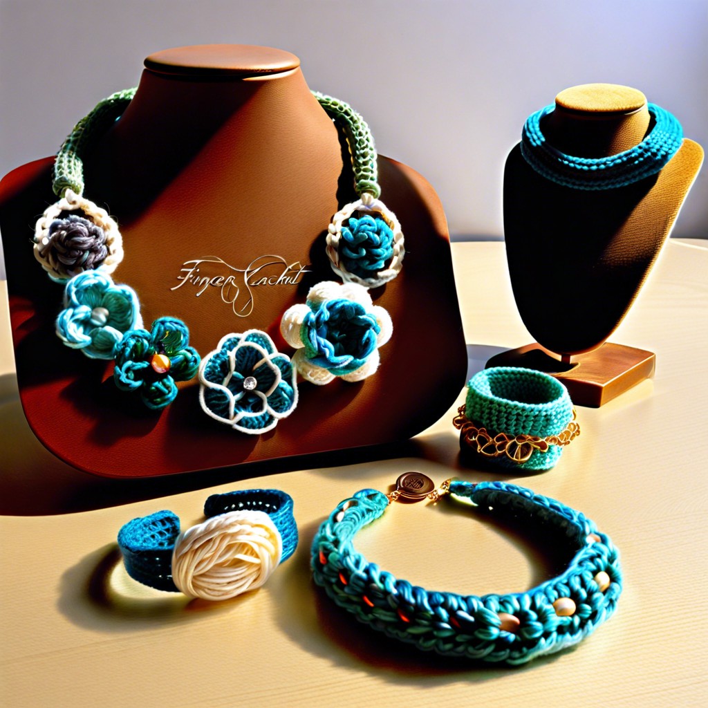 finger crochet jewelry bracelets necklaces earrings