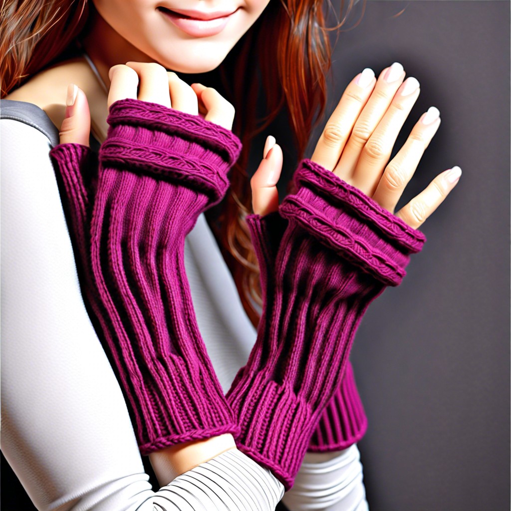 fingerless gloves with ribbed cuffs