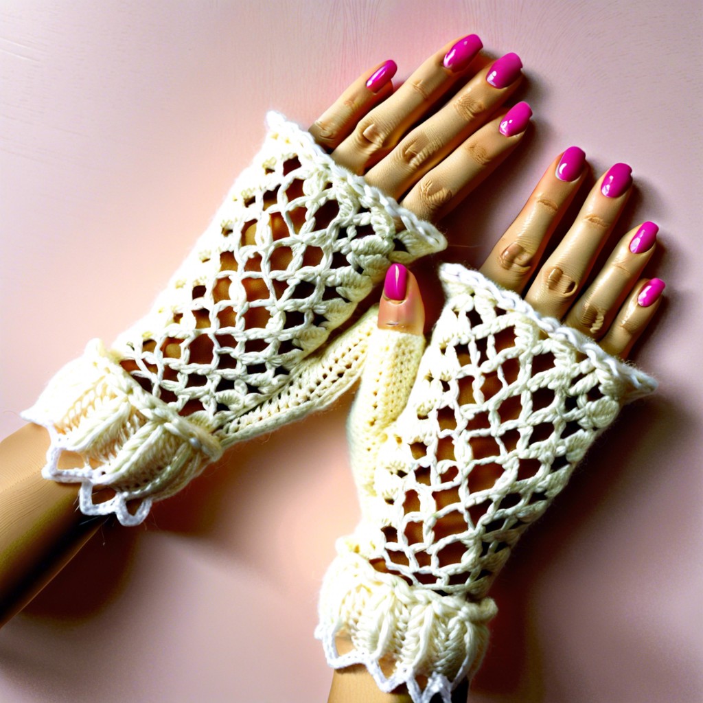 floral lace overlay mittens