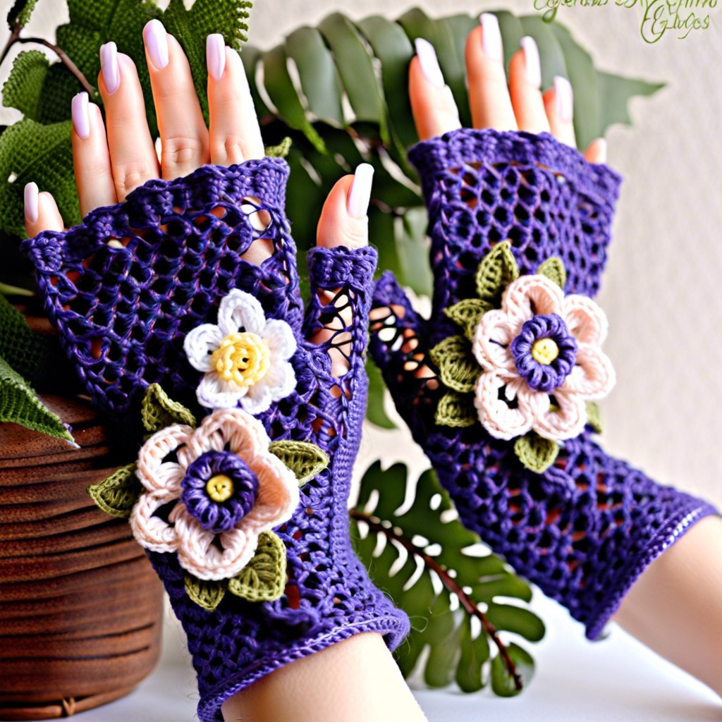 floral lace patterned gloves for spring