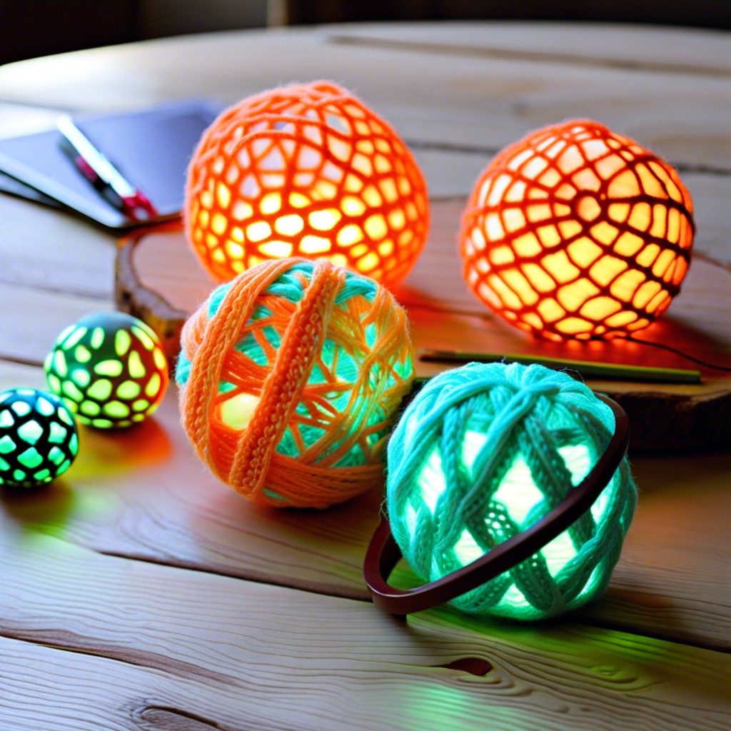 glow in the dark yarn crochet balls