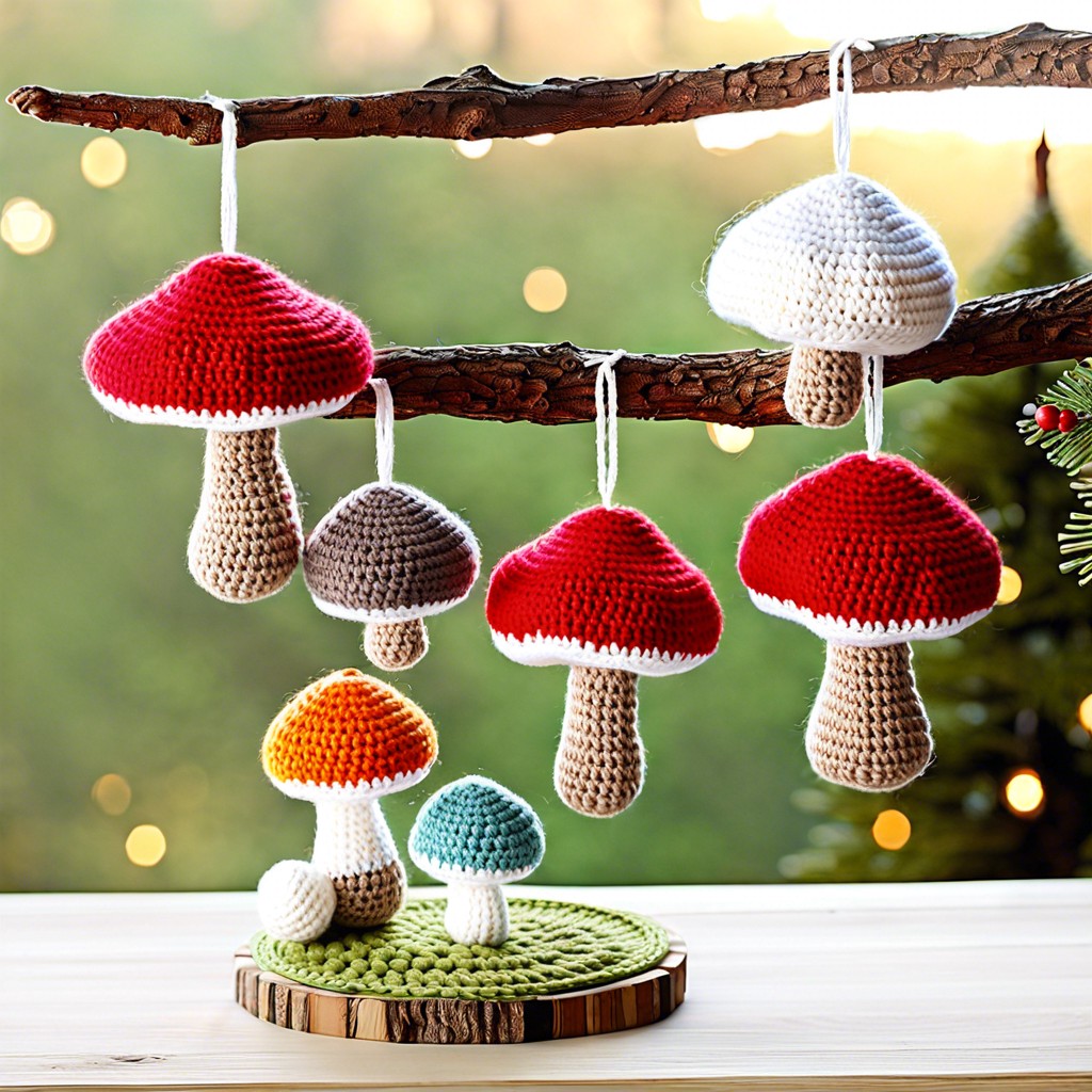 hanging mushroom ornaments