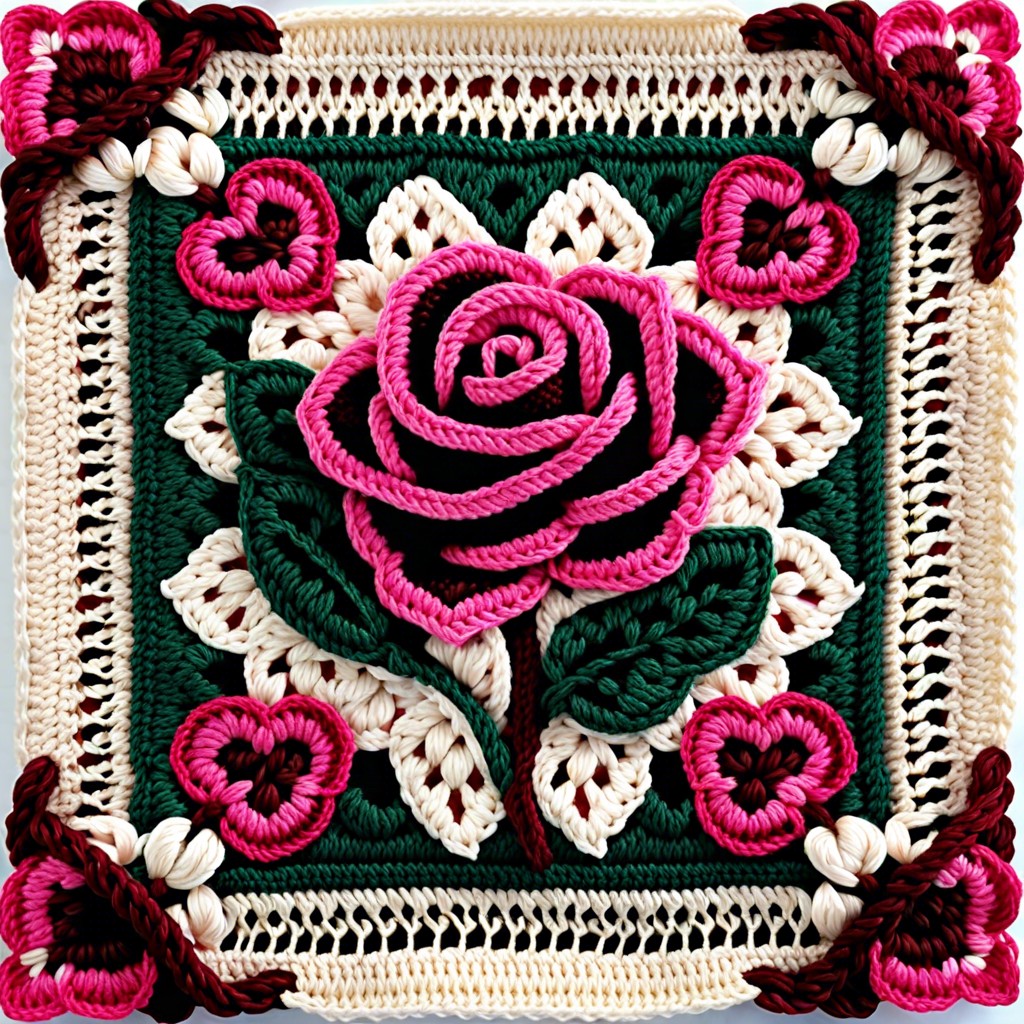 hearts and roses granny square