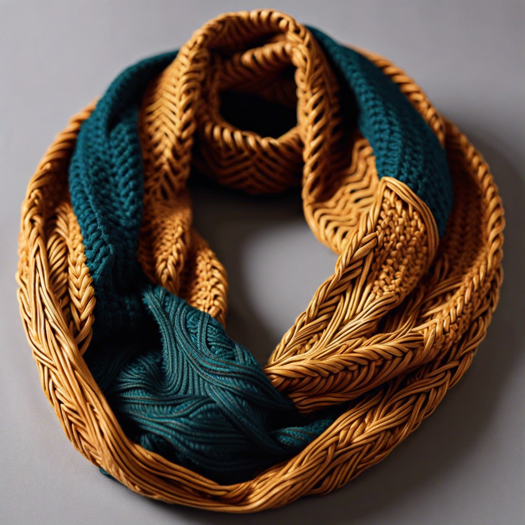 infinity scarf with interwoven magic knots