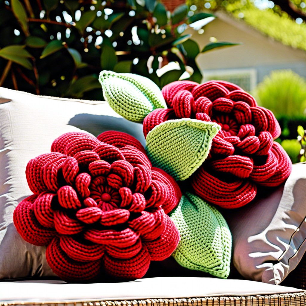 large plush crochet roses for pillows
