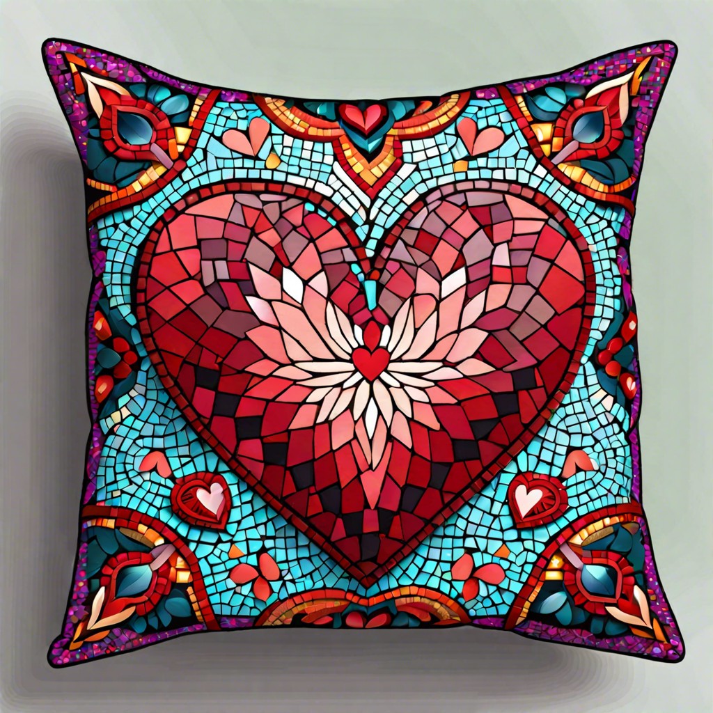 mosaic heart pillow