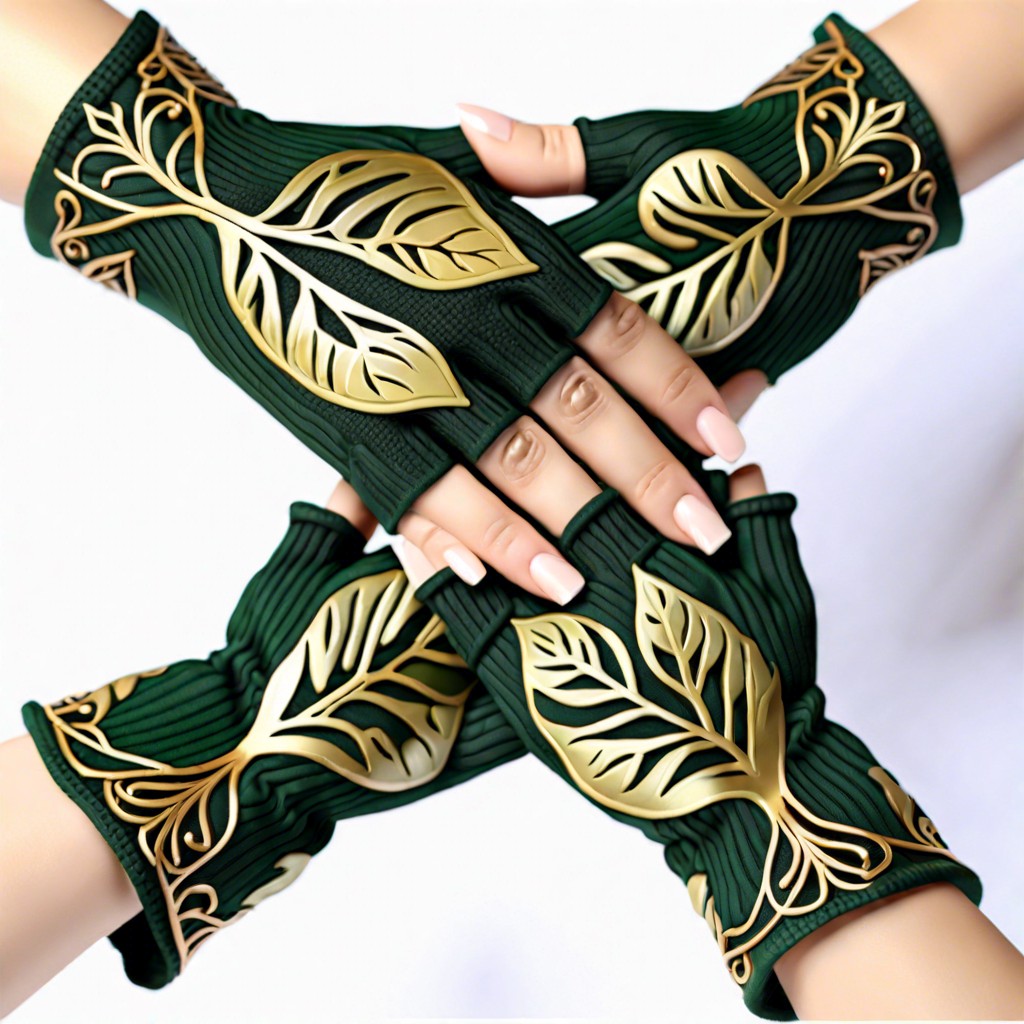 nature inspired leaf pattern gloves