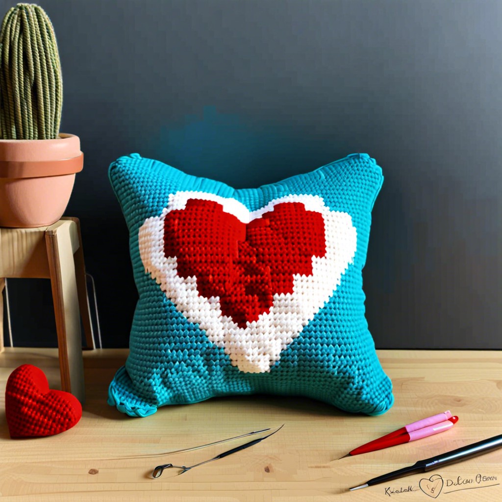 pixel heart cushion