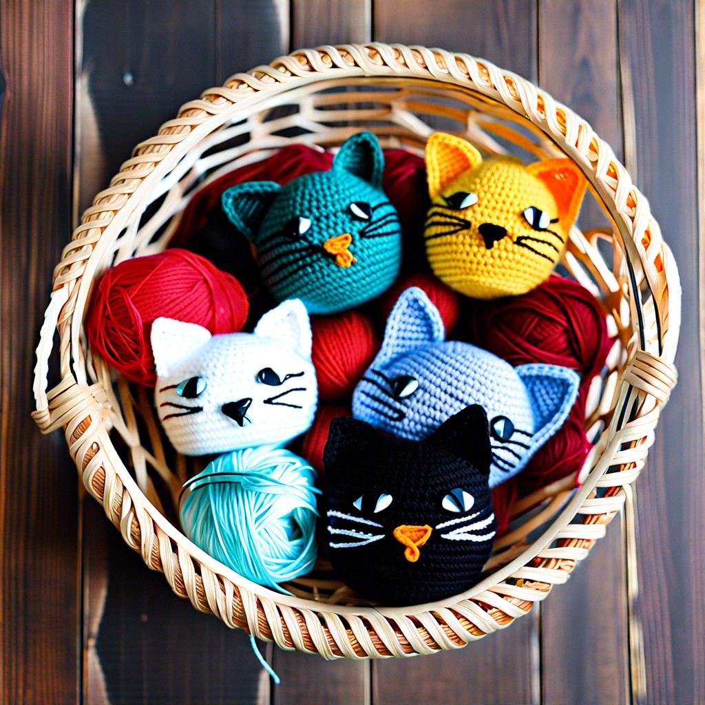 playful cat yarn basket
