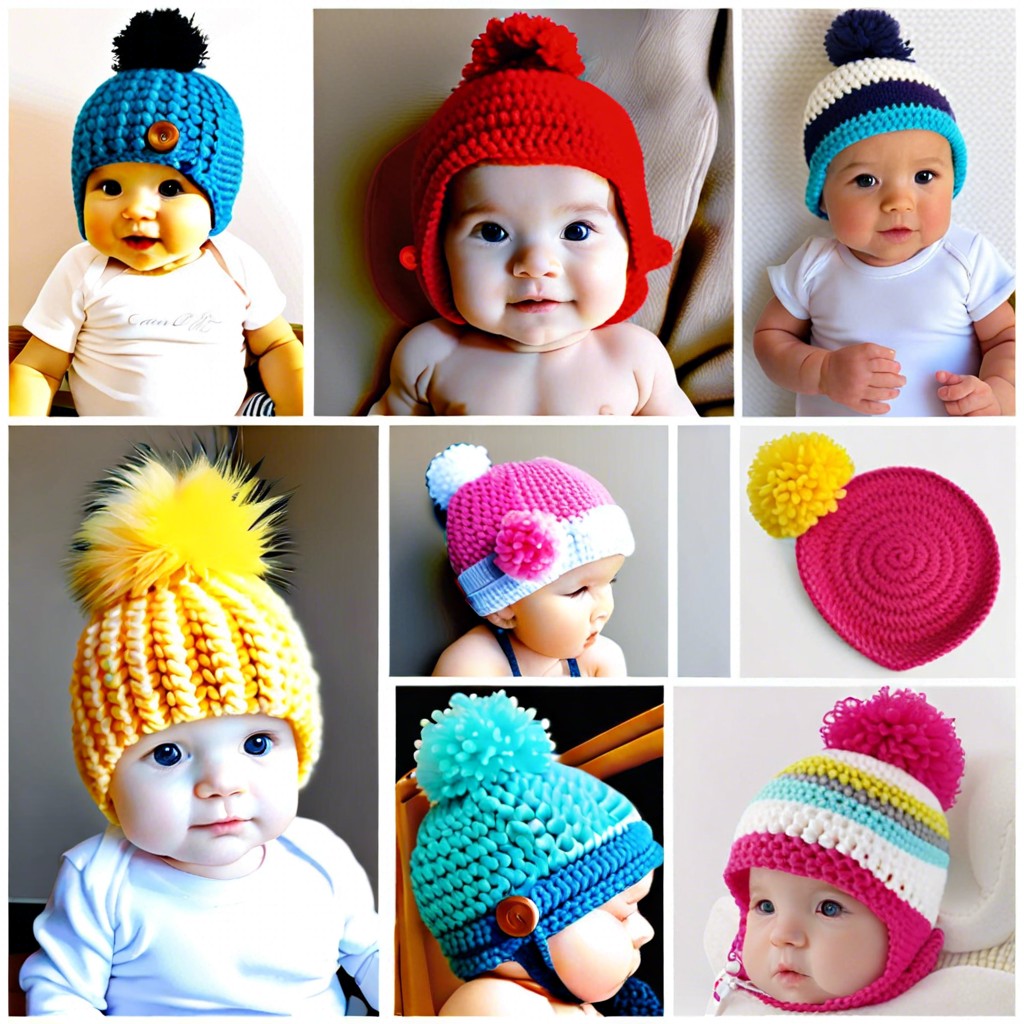 pom pom topped baby hats
