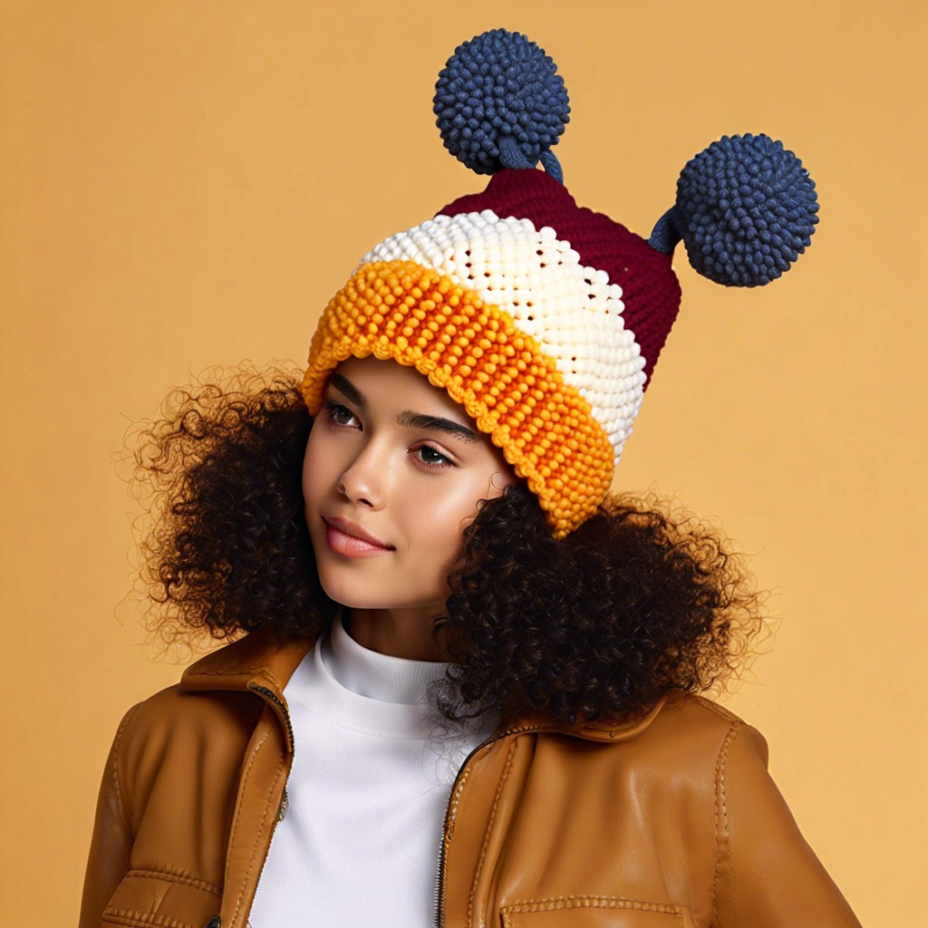 popcorn stitch beanie hat