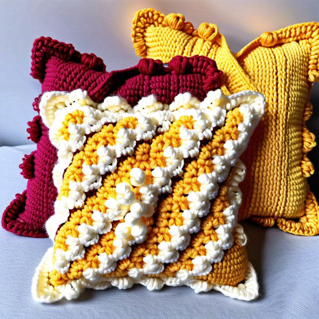 popcorn stitch cushion cover