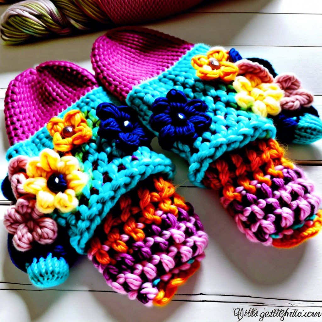puff stitch color block mittens