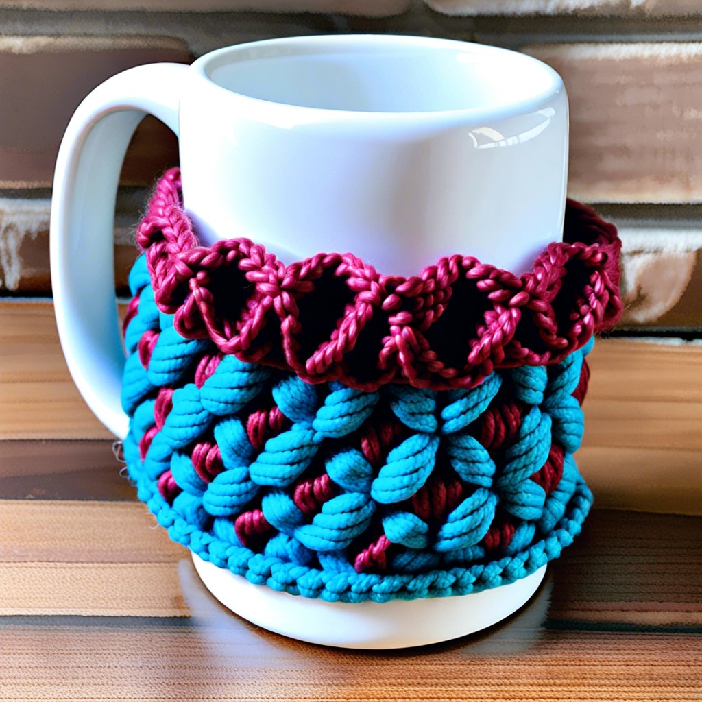 puff stitch mug cozy