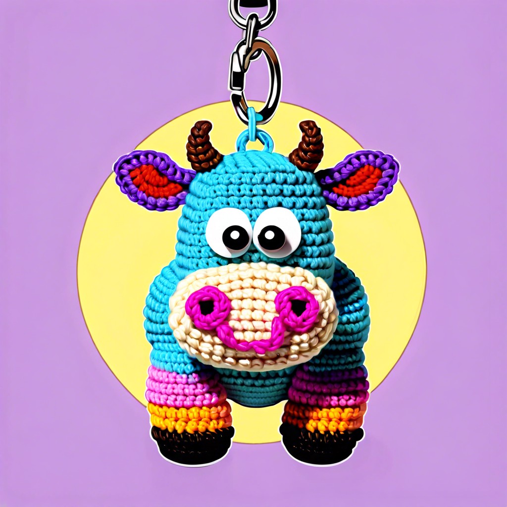 rainbow cow keychain