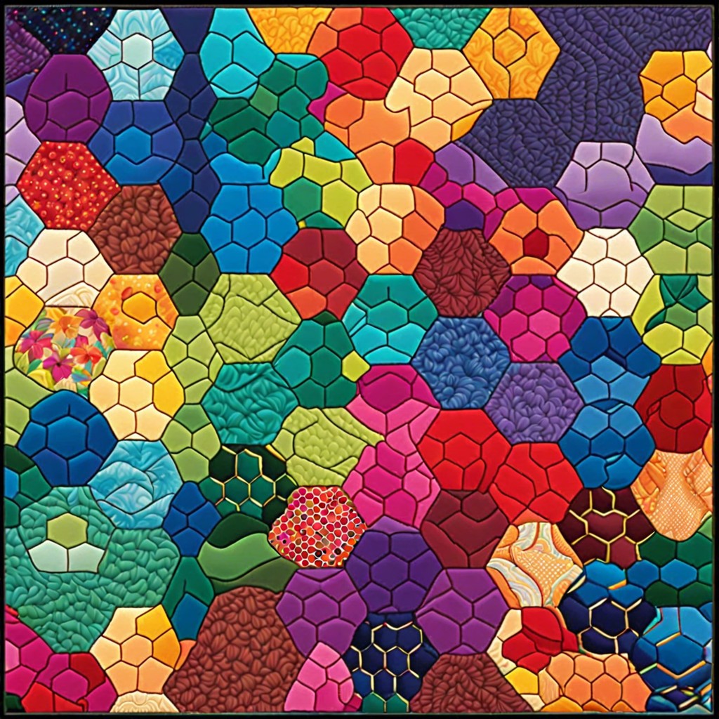rainbow hexagon quilt