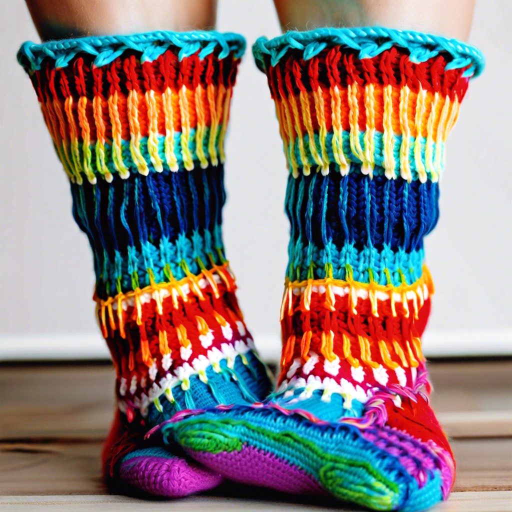 rainbow socks with fringes