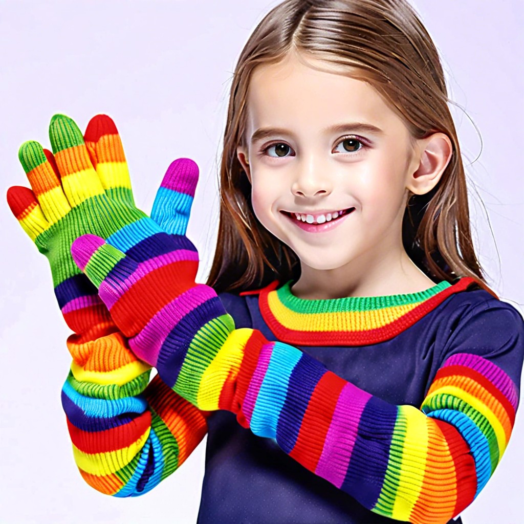 rainbow striped childrens gloves