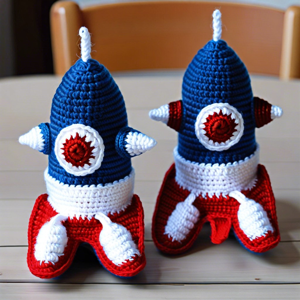 space rocket booties with flame details