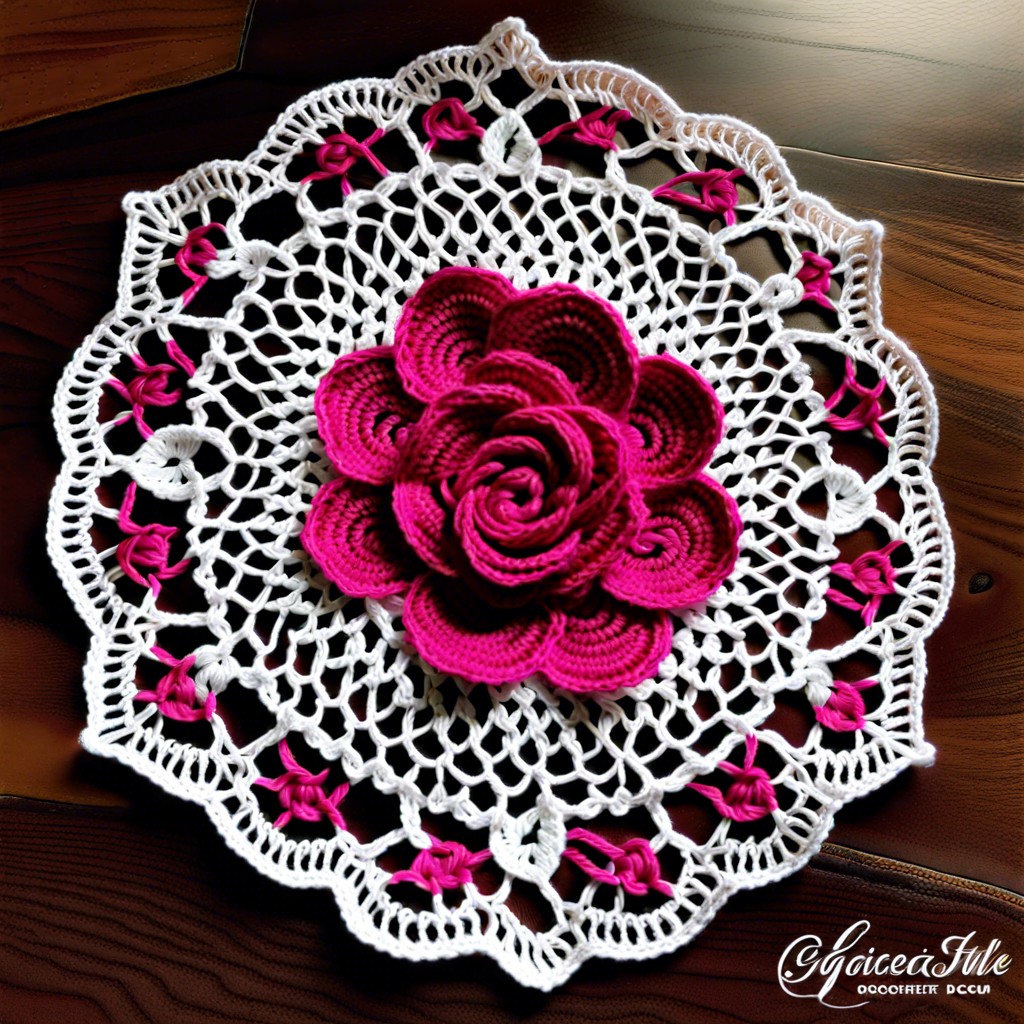 spiral roses crochet doily