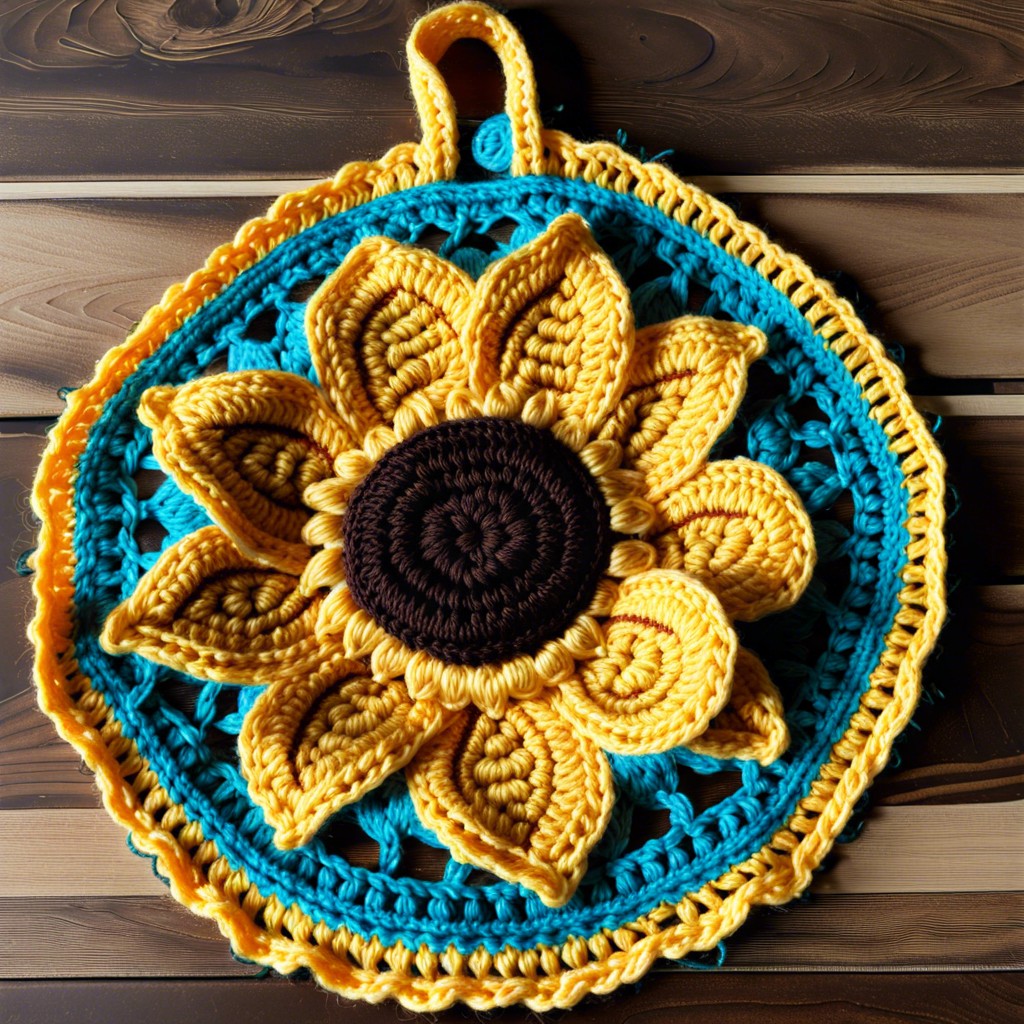 sunflower motif potholder