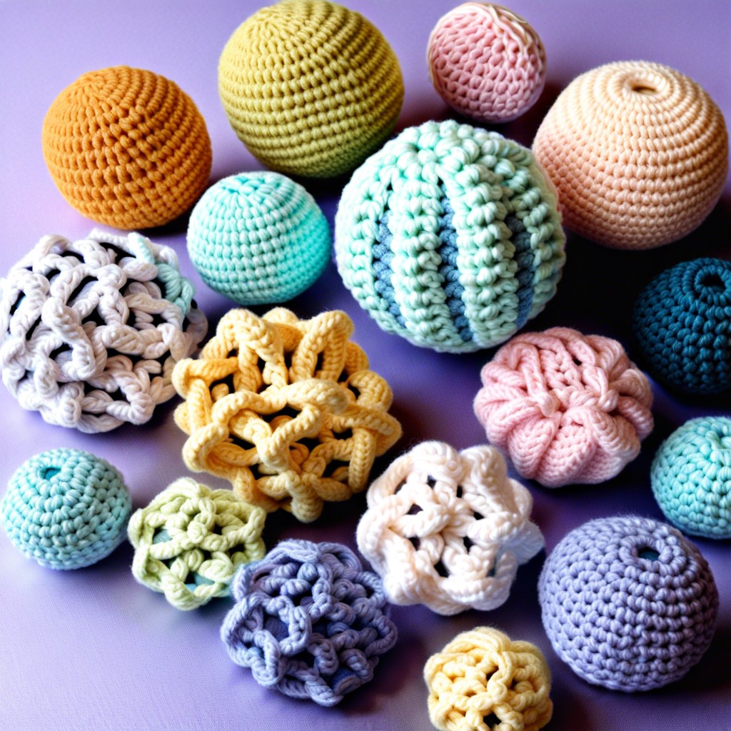 textured crochet balls with loops or bumps