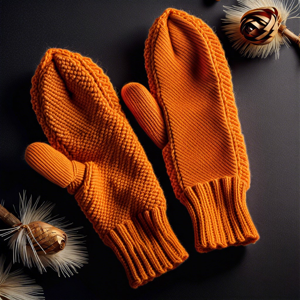 textured ribbed cuff mittens