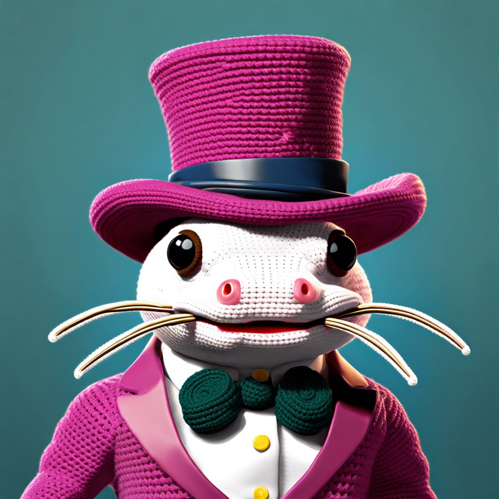 axolotl with a top hat and monocle
