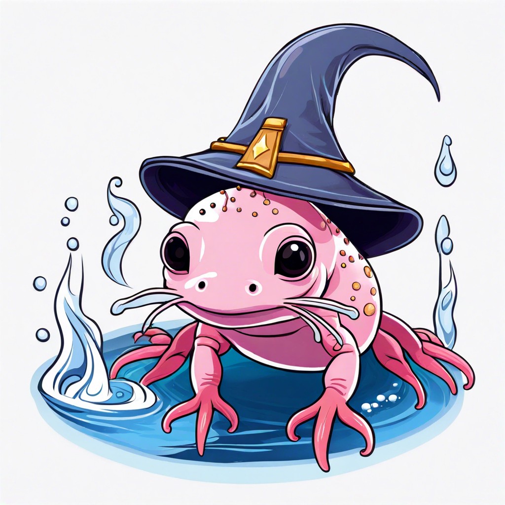axolotl with a wizard hat and wand