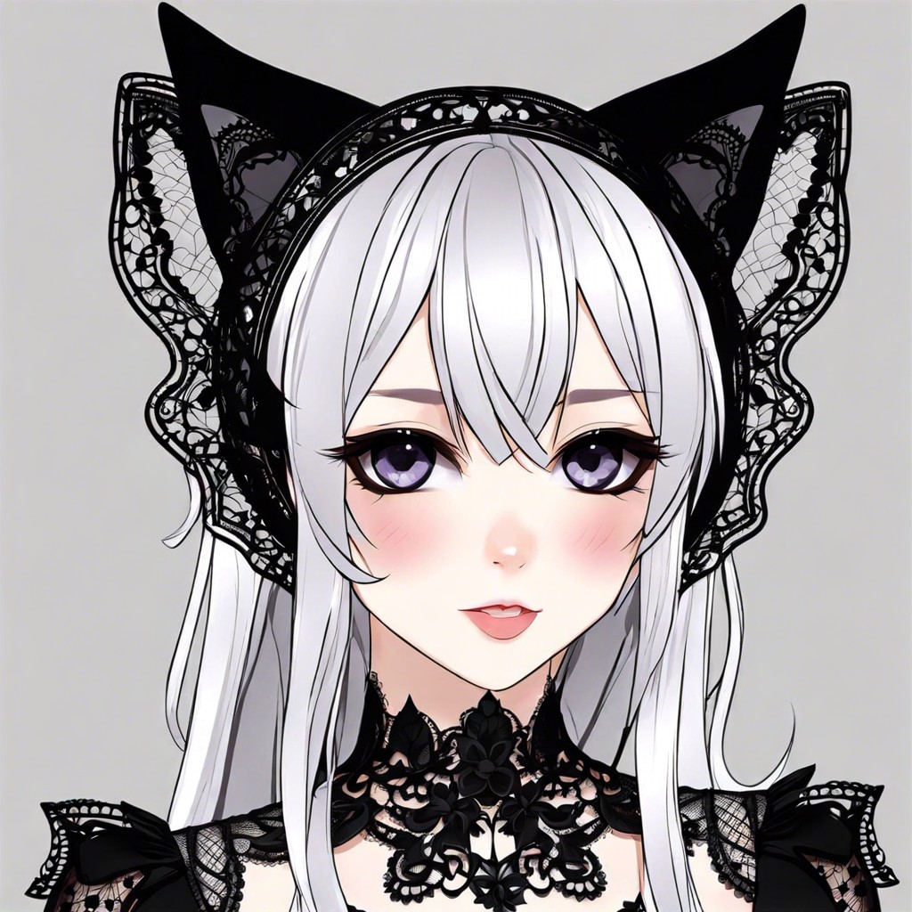 gothic black lace ears