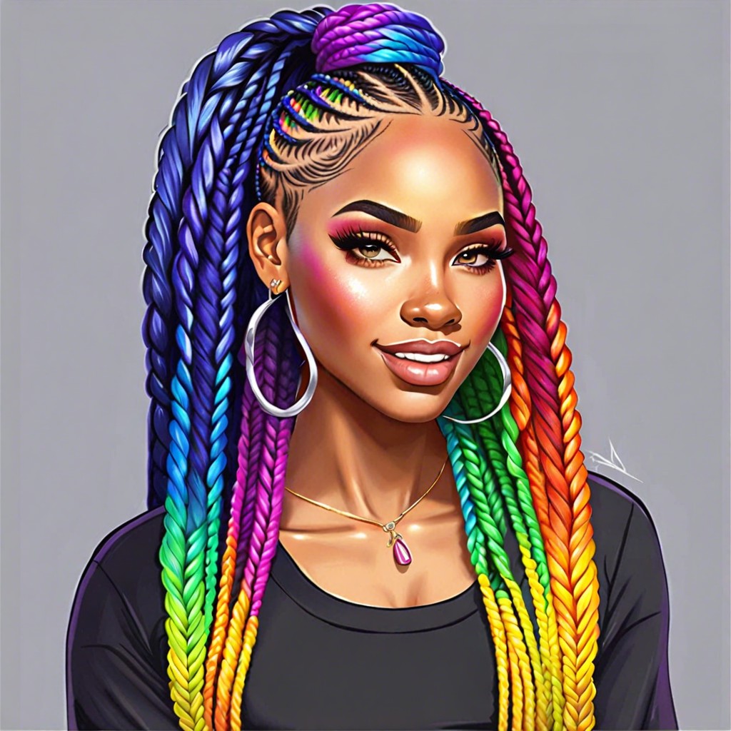 rainbow box braids