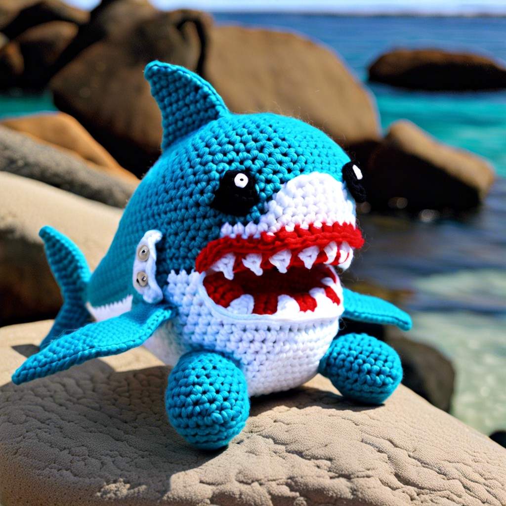 shark plushie with movable fins