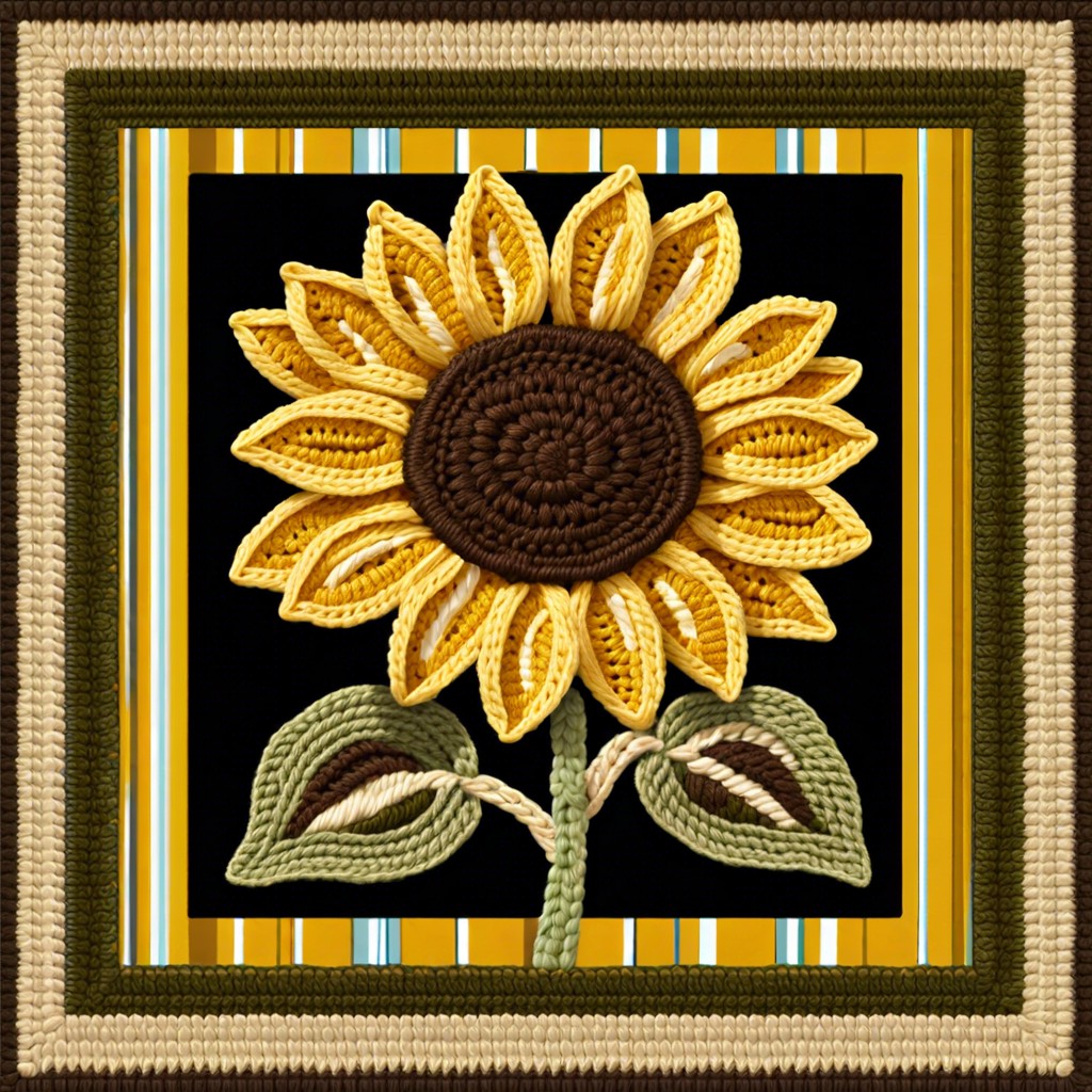 sunflower on striped background