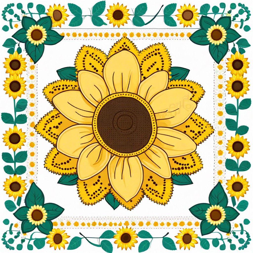 sunflower with mini flowers border