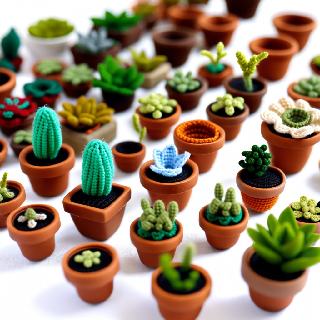 tiny plants in pots