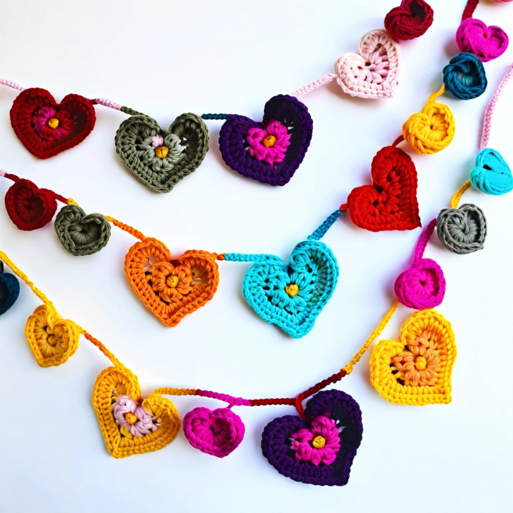 crochet heart garland