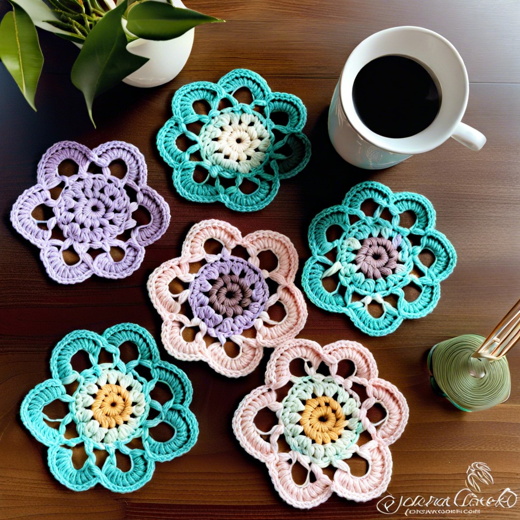 floral crochet coasters