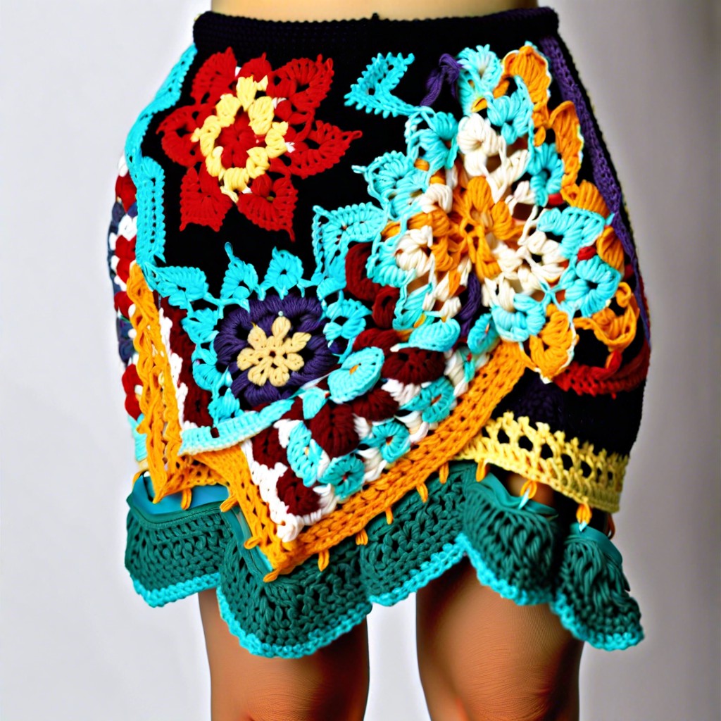 layered granny square skirts