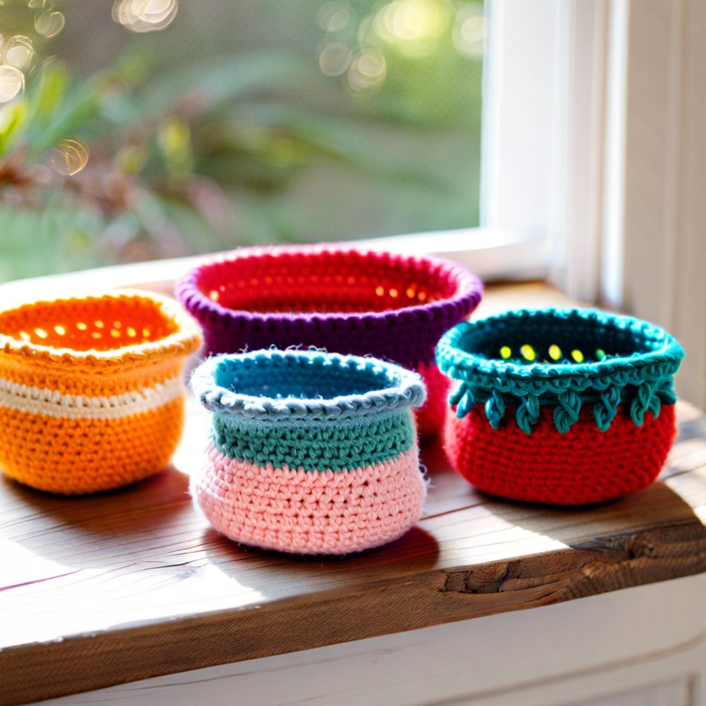 mini crochet baskets