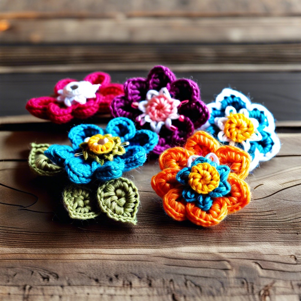 mini crochet brooches